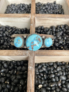Navajo Golden Hill Turquoise & Sterling Silver Cuff Bracelet