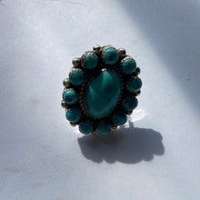 Load image into Gallery viewer, Navajo Turquoise &amp; Sterling Silver Ring Size 8 Signed Robert Shakey