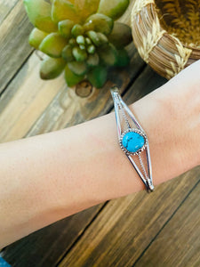 Navajo Sterling Silver & Kingman Turquoise Cuff Bracelet