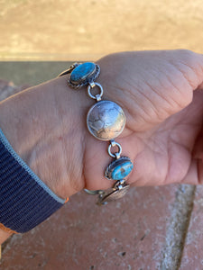 James McCabe Liberty Dime & Turquoise link bracelet
