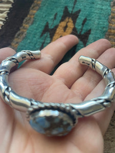 Navajo Golden Hills & Sterling Silver Cuff Bracelet Signed