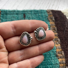 Load image into Gallery viewer, Handmade Sterling Silver Pink Opal Stud Earrings Signed Nizhoni