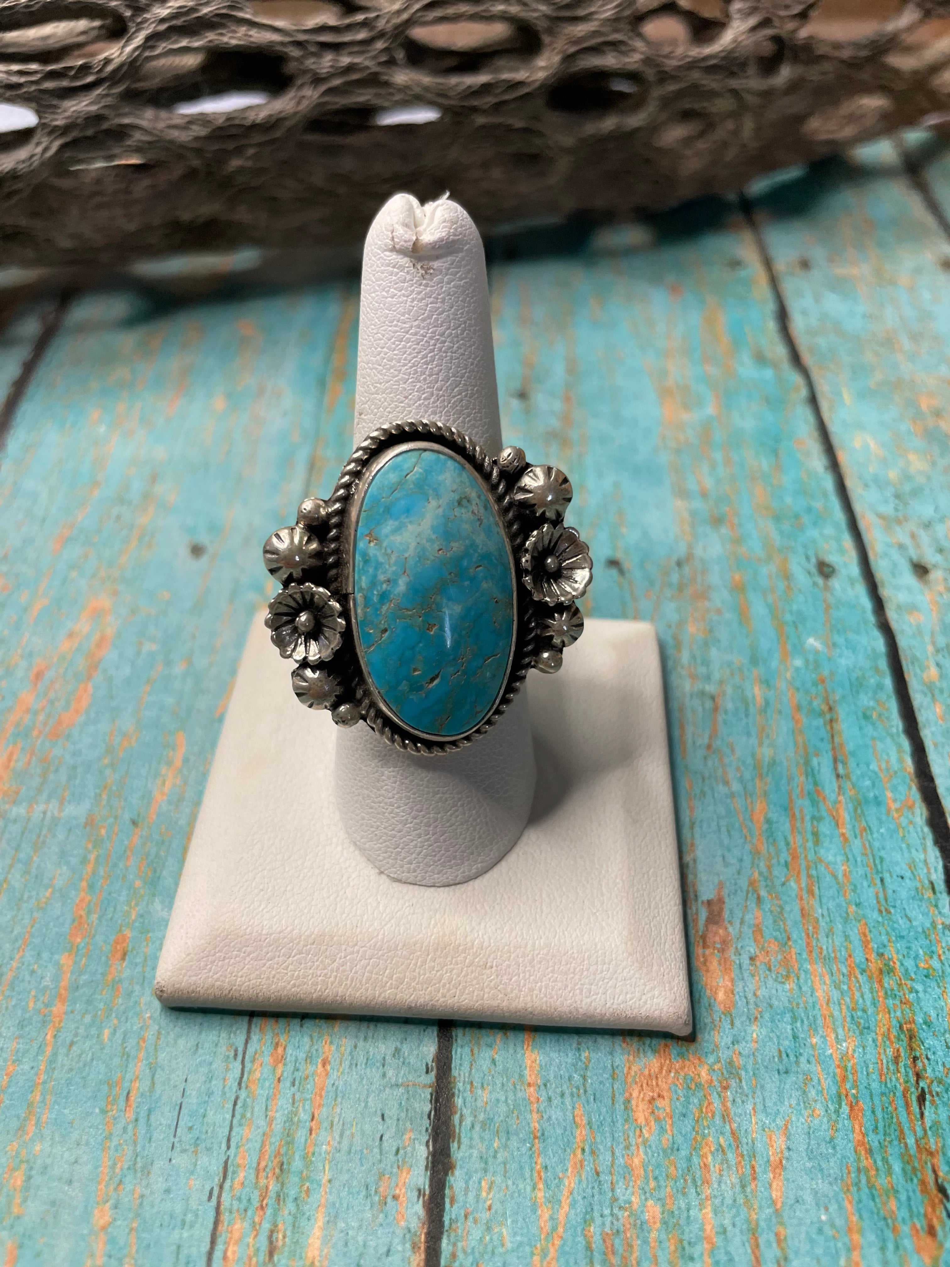 VTG NAVAJO on sale STERLING SILVER TURQUOISE RING #A178