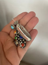 Load image into Gallery viewer, Navajo Sterling Silver Multi Stone Cross Dangle Earrings Signed