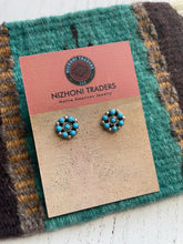 Load image into Gallery viewer, Zuni Sterling Silver &amp; Turquoise Round 1/2 Inch Stud Earrings