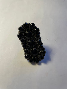 Navajo Sterling Silver And Black Onyx Ring Size 7