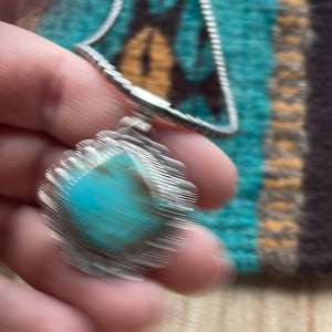 Handmade Sterling Silver & Turquoise Pendant Signed Nizhoni