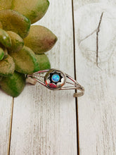 Load image into Gallery viewer, Navajo Sterling Silver &amp; Blue Opal Baby Cuff Bracelet