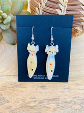 Load image into Gallery viewer, Vintage Zuni Hand Carved Mother of Pearl Corn Maiden Fetish Earrings
