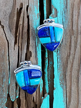 Load image into Gallery viewer, Navajo Lapis, Turquoise, Blue Sterling silver Rolled Berry Stud Earrings