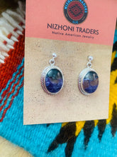Load image into Gallery viewer, Navajo Charoite &amp; Sterling Silver Dangle Earrings Signed