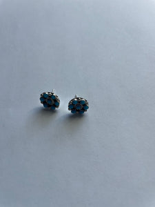 Zuni Sterling Silver & Turquoise Round 1/2 Inch Stud Earrings