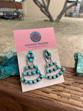 Load image into Gallery viewer, Handmade Sterling Silver &amp; Royston Turquoise Chandelier Dangle Earrings