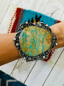 Navajo Royston Turquoise & Sterling Silver Cuff Bracelet Signed