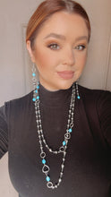 Load image into Gallery viewer, Navajo Sterling Silver &amp; Turquoise Beaded Necklace &amp; Earrings Set