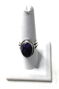Old Pawn Navajo Sterling Silver & Charorite Ring Size 9