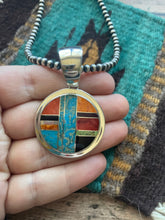 Load image into Gallery viewer, Navajo Multi Stone Inlay &amp; Sterling Silver Circle Pendant