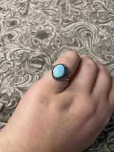 Navajo Golden Hills Turquoise & Sterling Silver Ring Size 6.5