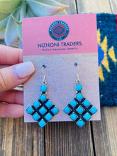 Load image into Gallery viewer, Navajo Sleeping Beauty Turquoise &amp; Sterling Silver Cluster Dangle Earrings
