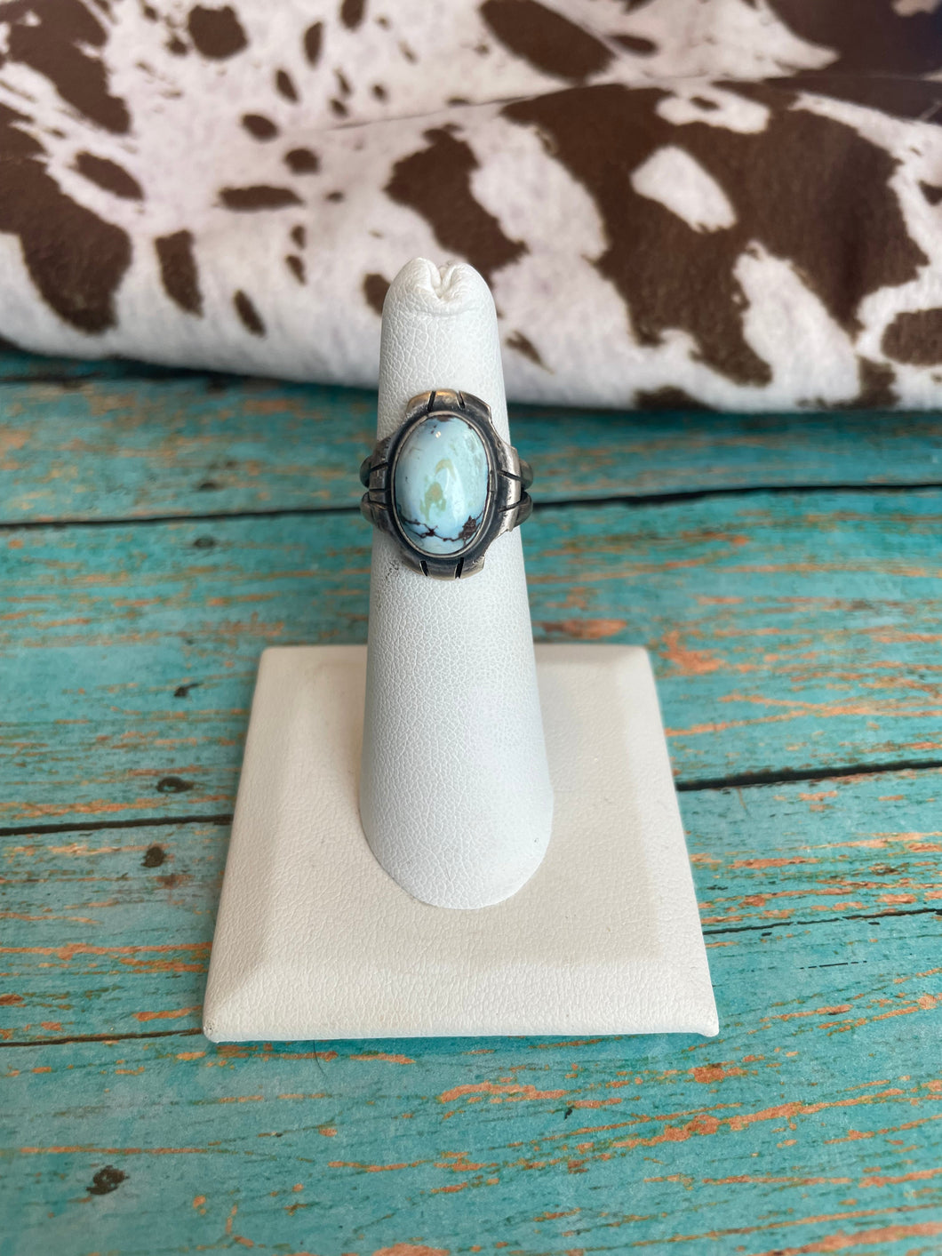 Navajo Golden Hills Turquoise & Sterling Silver Ring Size 5