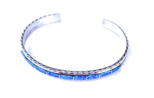 Load image into Gallery viewer, Navajo Sterling Silver &amp; Blue Opal Inlay Cuff Bracelet
