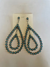 Load image into Gallery viewer, Zuni Turquoise &amp; Sterling Silver Snake Eye Hoops