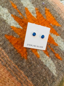 Navajo Sterling Silver & Lapis Mini Stud Earrings