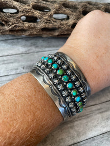 Navajo Sterling Sonoran Mountain Turquoise Bracelet Cuff