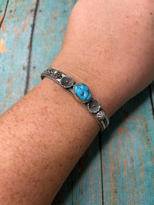 Navajo Kingman Turquoise Sterling Silver Cuff Bracelet