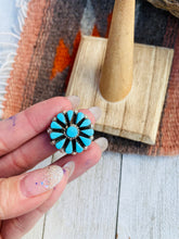 Load image into Gallery viewer, Zuni Sterling Silver &amp; Turquoise Cluster Ring