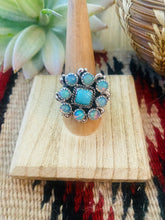 Load image into Gallery viewer, Handmade Sterling Silver, Turquoise &amp; Opal Cluster Adjustable Ring