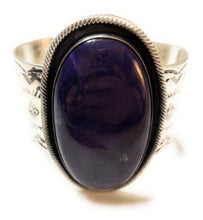 Load image into Gallery viewer, Stunning Navajo Sterling Purple Spiny Cuff Bracelet By Janet Garcia