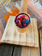 Load image into Gallery viewer, Navajo Sterling Silver &amp; Pink Dream Mohave Inlay Ring Size 7.5