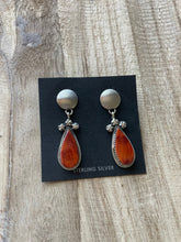 Load image into Gallery viewer, Navajo Orange Spiny And Sterling Silver Squash Blossom Necklace Earrings Set By Selina Warner