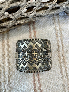 Navajo Sterling Silver Cuff Bracelet By Elvira Bill Signed And Stamped
