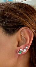 Load image into Gallery viewer, Colombian Emerald Ear Vine Earrings in Sterling Silver