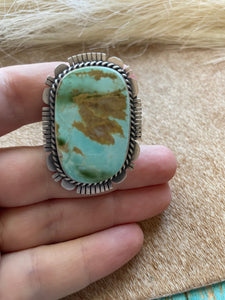 Navajo Turquoise & Sterling Silver Ring Size 6.5 Signed Russell Sam
