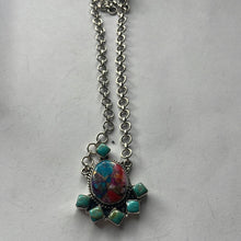 Load image into Gallery viewer, Handmade Sterling Silver, Pink Dream &amp; Turquoise Cluster Necklace Signed Nizhoni