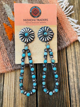 Load image into Gallery viewer, Navajo Sterling Silver &amp; Turquoise Concho Dangle Earrings By Eugene Charley
