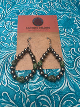 Load image into Gallery viewer, Navajo Sterling Silver Pearl Beaded Dangle Hoop Earrings