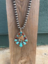 Load image into Gallery viewer, Navajo Collectors Piece Multi Stone &amp; Spice Sterling Silver Pendant Signed V &amp; C Hale