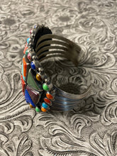 Load image into Gallery viewer, Anthony Skeets Navajo Multi Stone &amp; Sterling Silver Cuff Bracelet Signed