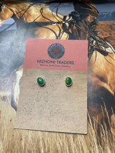 Load image into Gallery viewer, Navajo Sonoran Gold Turquoise &amp; Sterling Silver Stud Earrings
