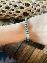 Load image into Gallery viewer, Handmade Turquoise &amp; Sterling Silver Beaded Stretch Bracelet