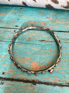 Navajo Coral And Sterling Silver Bracelet