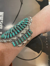 Load image into Gallery viewer, Navajo Sterling Silver &amp; Turquoise Statement Cuff Bracelet Signed