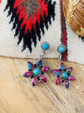 Load image into Gallery viewer, Handmade Pink Dream, Turquoise And Sterling Silver Cluster Dangle Earrings
