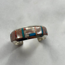 Load image into Gallery viewer, Navajo Multi Stone &amp; Sterling Silver Inlay Cuff Bracelet