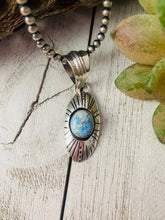 Load image into Gallery viewer, Navajo Golden Hills Turquoise &amp; Sterling Silver Pendant Signed