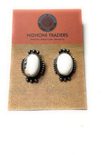 Load image into Gallery viewer, Navajo White Buffalo And Sterling Silver Post Earrings